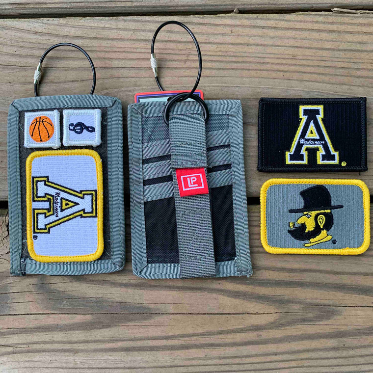 Appalachian State Gift Set - Charcoal Keychain Wallet with Three Patches