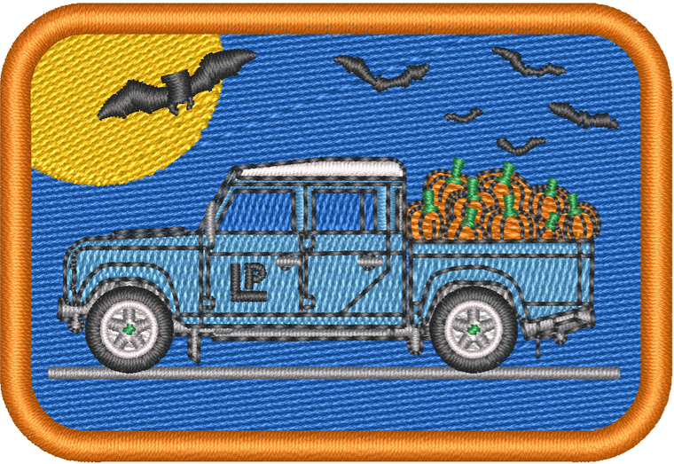Blue Halloween Pumpkin Truck 2x3 Loyalty Patch