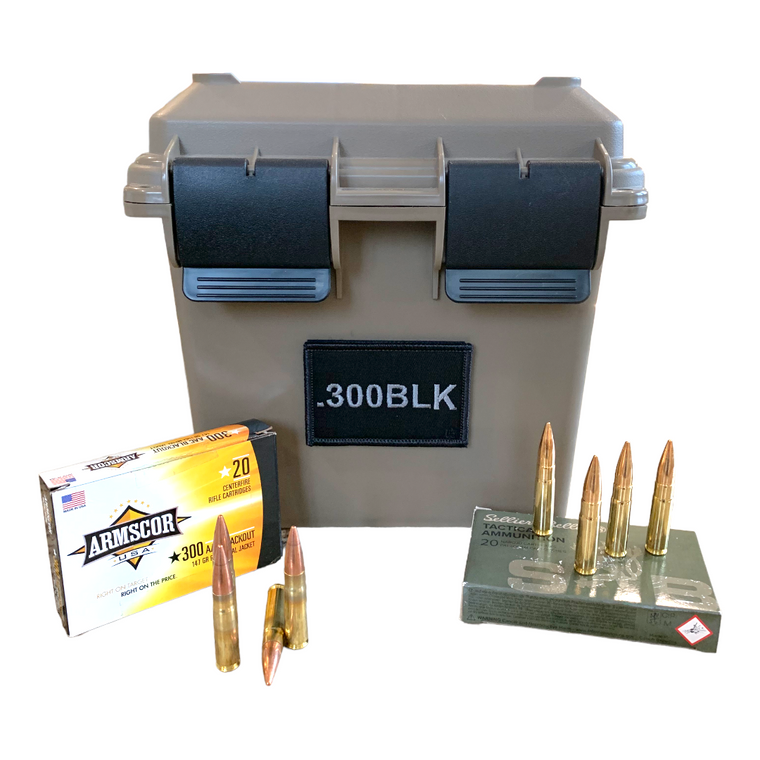 .300BLK 2x3 Loyalty Patch and Sticker Converter on ammo can (ammo and can not included)