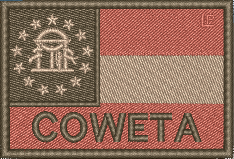 Georgia State Flag - Coweta County - Coyote 2x3 Loyalty Patch