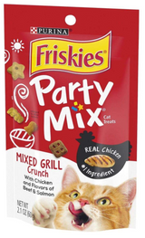 Purina Friskies Party Mix Mixed Grill Crunch Chicken/Beef/Salmon Cat Treats 2.1 oz