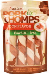 Scott Pet Pork Chomps Bacon Flavor Twists Rawhide-Free Dog Chews 4 ct