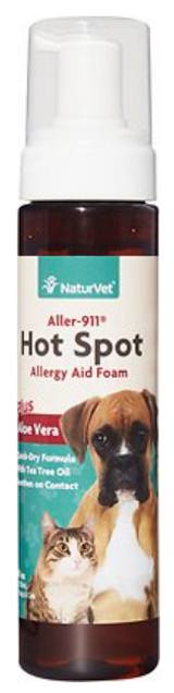 Naturvet Aller-911 Allergy Aid Hot Spot Plus Aloe Vera Foam for Dogs & Cats 8 oz