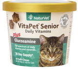 Naturvet Vitapet Senior Daily Vitamins Plus Glucosamine Cat Soft Chews Supplement 60 ct