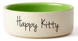 Petrageous Designs Happy Kitty Ceramic Cat Dish, Lime Green 5 in