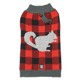 Petrageous Designs Buffalo Check Squirrel Red Dog Sweater