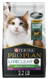 Purina Pro Plan LiveClear Adult Indoor Turkey & Rice Allergen Reducing Cat Food 3.2 lb