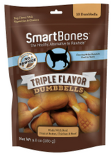 Smartbones Triple Flavor Dumbbells with Peanut Butter Dog Treats 10 ct