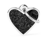 Myfamily Small Heart Shaped Black Glitter Personalized Dog ID Tag