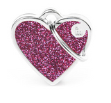 Myfamily Small Heart Shaped Pink Glitter Personalized Dog ID Tag