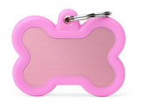 Myfamily Hushtag Pink Aluminum Bone Personalized Dog ID Tag