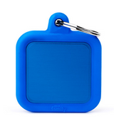 Myfamily Hushtag Square Blue Aluminum Personalized Dog ID Tag