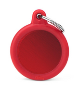 Myfamily Hushtag Red Aluminum Circle Personalized Dog ID Tag