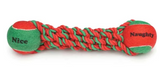Pet Edge Holiday Naughty or Nice Tennis Tug Dog Toy