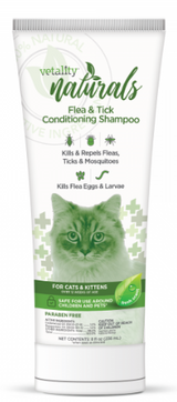 Vetality Naturals Flea & Tick Conditioning Shampoo for Cats, Kills & Repels Fleas, Ticks & Mosquitoes 8 oz