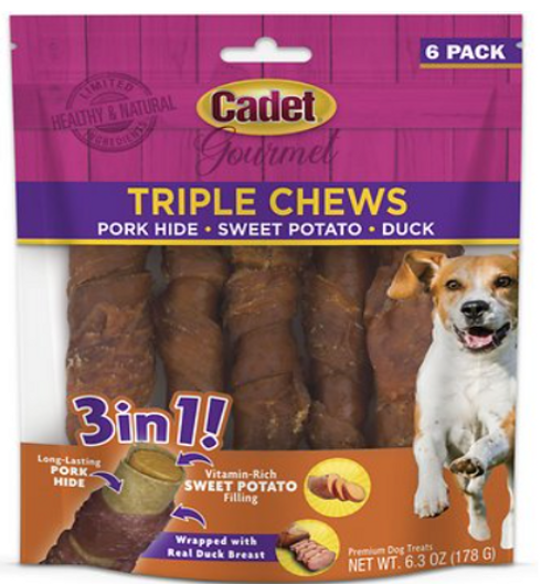 Triple Chews Pork Hide Sweet Potato Stuffed Duck Wrapped Dog Tre