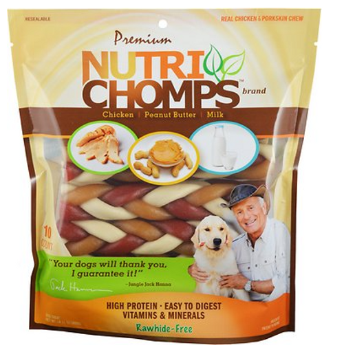 Scott Pet Nutri Chomps Mixed Braids Rawhide-Free Dog Treats 10 ct
