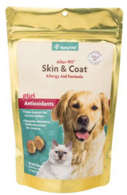 Naturvet Aller-911 Allergy Aid Skin & Coat Soft Chews for Dogs & Cats 90 ct