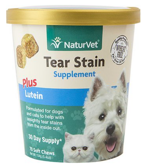 Naturvet Tear Stain Plus Lutein Vision Supplement Dog & Cat Soft Chews 70 ct