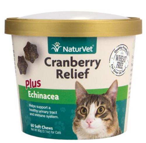 Naturvet Cranberry Relief Plus Echinacea Soft Chews Urinary Supplement for Cats 60 ct
