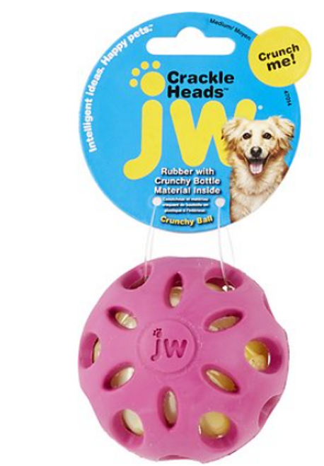 Jw Pet Crackle Heads Ball Dog Toy M