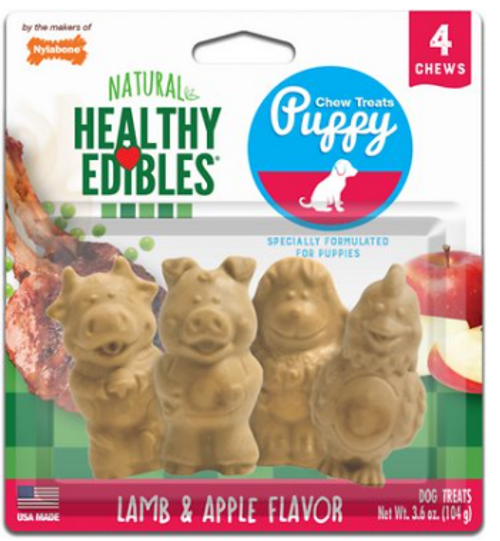 Nylabone Healthy Edibles Lamb & Apple Flavor Puppy Bone Treats 4 pk