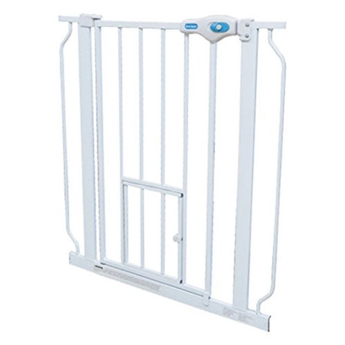 Carlson Pet Products Extra-Wide Expandable Walk-Thru Gate With Small Pet Door, Fits 29-52" Doorways