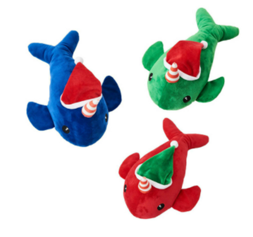 Spot Ethical Pet Holiday Narwhals Dog Toy, Assorted