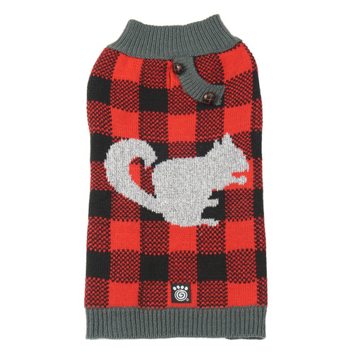 Petrageous Designs Buffalo Check Squirrel Red Dog Sweater