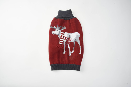 Petrageous Designs Moose with Scarf Red Dog Sweater
