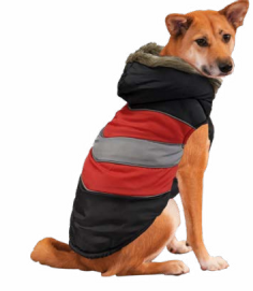 Spot XS FP CHEV STRP COAT FUR HD RED/BLK