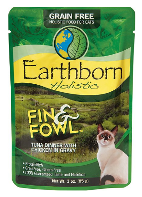 Earthborn Holistic Fin & Fowl Tuna Dinner With Chicken In Gravy Grain-Free Cat Food Pouches
