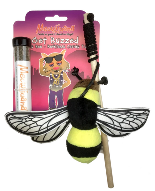 Meowijuana Get Buzzed Bee Cat Wand Toy