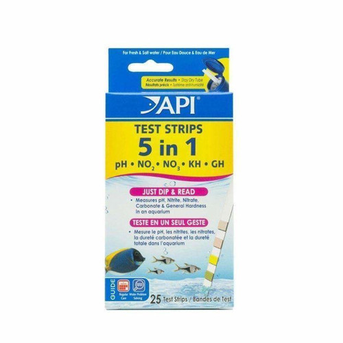 Api 5 in 1 Freshwater & Saltwater Aquarium Test Strips 25 ct
