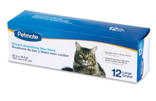 Petmate Hi Back Litter Pan Liner, Large 12 ct