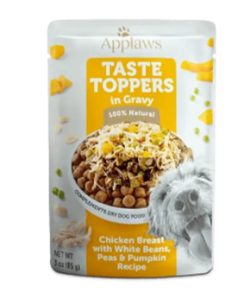 Applaws Taste Toppers Chicken Breast with White Beans, Peas & Pumpkin in Gravy Pouch for Dogs