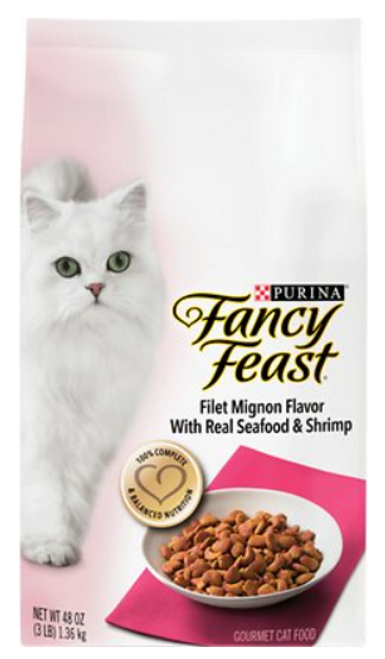 Fancy Feast Gourmet Filet Mignon, Seafood & Shrimp Dry Cat Food 3 lb