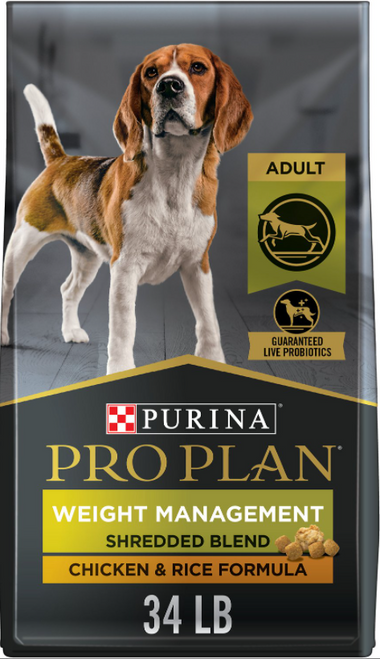 Purina Pro Plan Adult Weight Management Shredded Blend Chicken & Rice Formula Dry Dog Food 34 lb