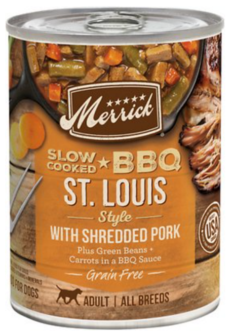 Merrick Slow-Cooked Bbq St. Louis Style With Shredded Pork Grain-Free Canned Dog Food