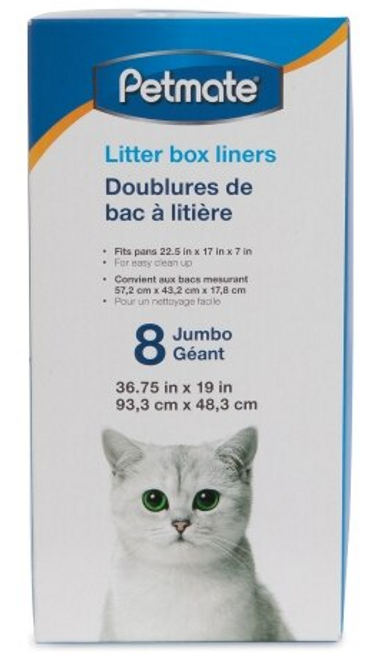 Petmate Cat Litter Box Liners, Jumbo 8 ct
