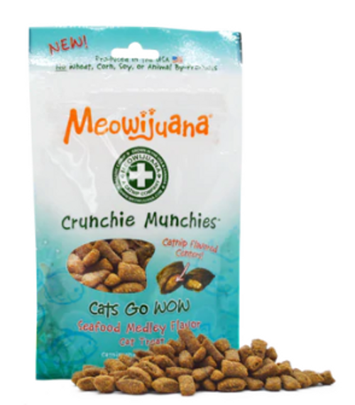 Meowijuana Crunchie Munchie Seafood Flavor Cat Treats 3 oz