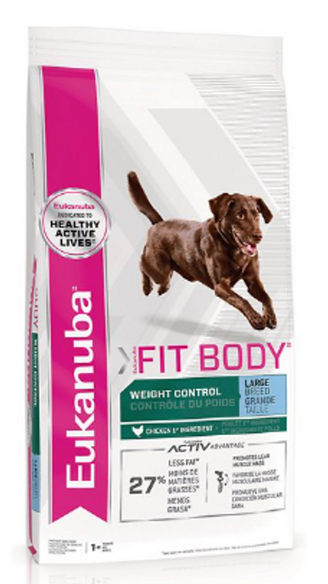 Eukanuba Fit Body Weight Control Chicken Formula Large Breed Dry Dog Food 28 lb