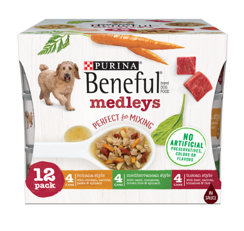 Purina Beneful Medleys Wet Dog Food Variety Pack 12 ct