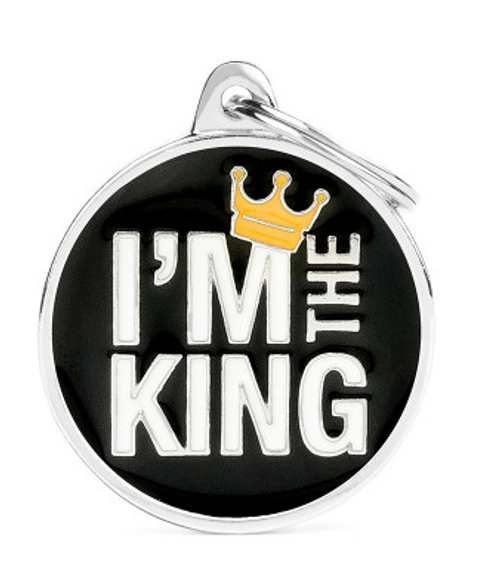 Myfamily Large Enamel "I'm the King" Personalized Dog ID Tag