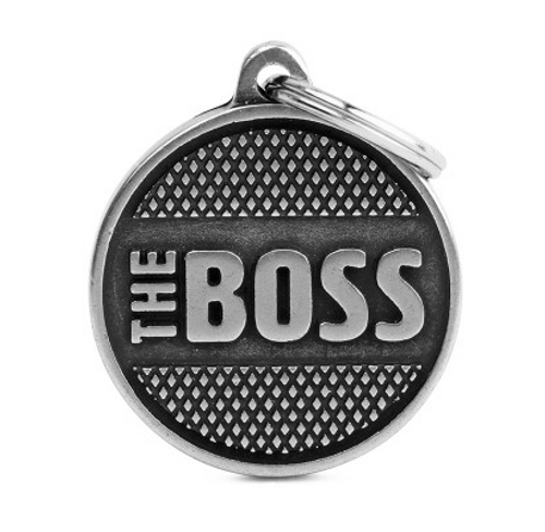Myfamily Large Round Bronx "The Boss" Personalized Dog ID Tag