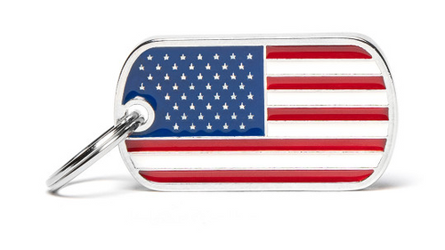 Myfamily Enamel U.S.A. Flag Personalized Dog ID Tag