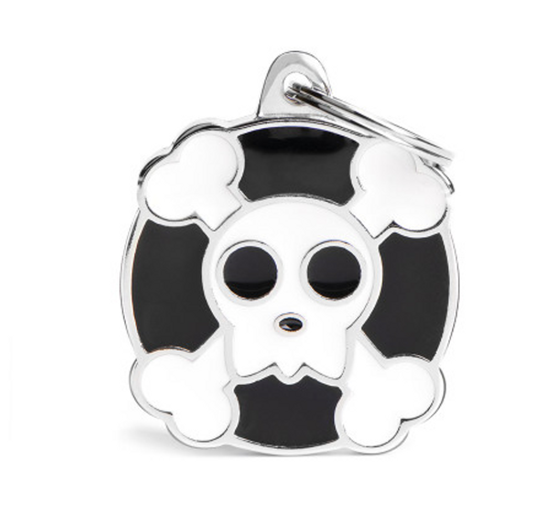 Myfamily Enamel Skull & Crossbones Personalized Dog ID Tag