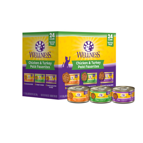 Wellness Complete Health Chicken & Turkey Pate Wet Cat Food Variety Pack 12 ct