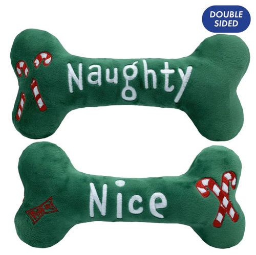 Huxley & Kent Holiday Naughty/Nice Bone Dog Toy
