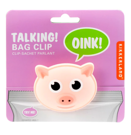 Kikkerland Talking Pig Bag Clip 